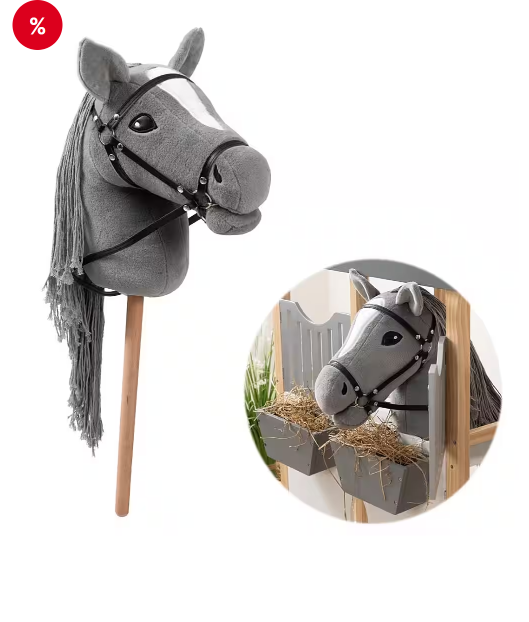 Hobby Horse Steckenpferd – Steckenpferd Großes Hobby Horse STORMY mit Tasche (Grau) (ELLA & PIET)